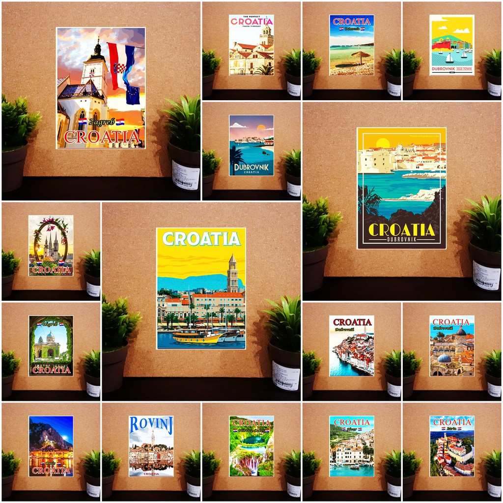 แม่เหล็กติดตู้เย็น โครเอเชีย ซาเกร็บ 2×3 นิ้ว Fridge magnet Croatia Zagreb Souvenir SET A 2x3"