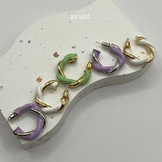 [10.10 ลดอีก 25% โค้ด 10FSWWT]🥣 (Premium S925) Twisted enamel earrings