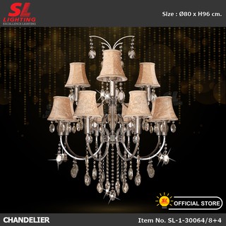 โคมไฟห้อยช่อ Chandelier ประดับตกแต่งด้วยเม็ดคริสตัล หรูหราอลังการ สวยงามมากค่ะ SL-1-30064/8+4