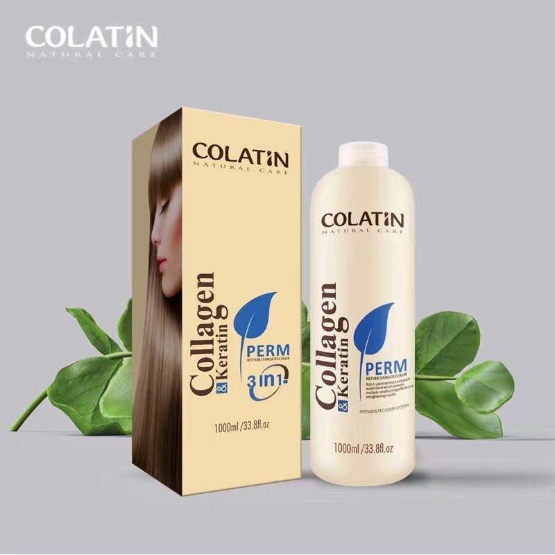 ครีมยืดผม โคลาติน เพิร์ม 3อิน1 ขั้นตอนเดียว Colatin Natural Care Perm 3in1 (Collaen&Keratin) 1000 ML.