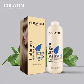 ครีมยืดผม โคลาติน เพิร์ม 3อิน1 ขั้นตอนเดียว Colatin Natural Care Perm 3in1 (Collaen&amp;Keratin) 1000 ML.