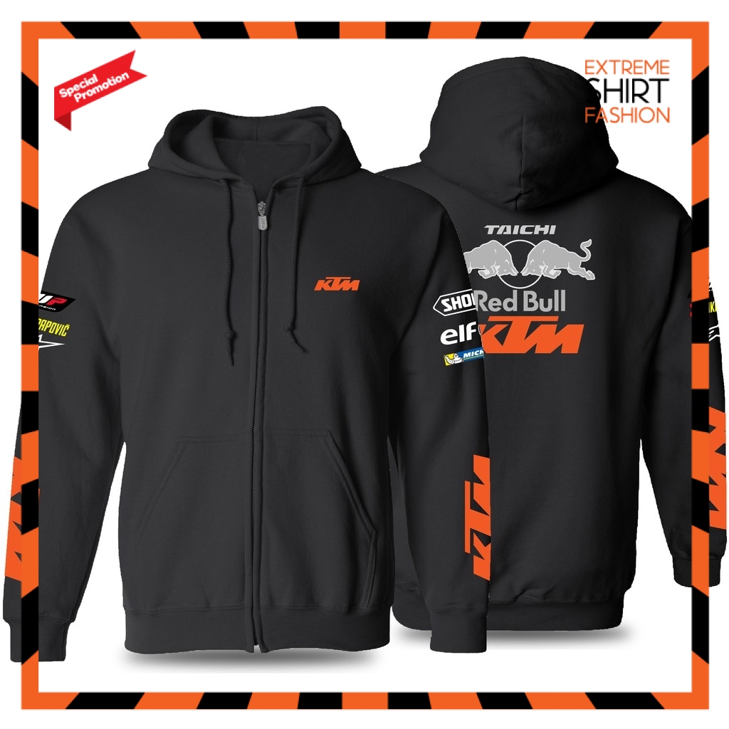 เสื้อกันหนาว มีฮู้ด แต่งซิป แบบเต็ม ลาย KTM Red Bull Racing Motorsport MotoGP สําหรับขี่รถจักรยานยนต์วิบาก