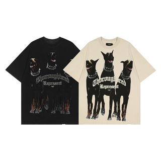 พร้อมส่ง REP เสื้อยืดผ้าฝ้าย แขนสั้น พิมพ์ลายกราฟฟิค Doberman โอเวอร์ไซซ์ สไตล์วินเทจ สําหรับผู้ชาย