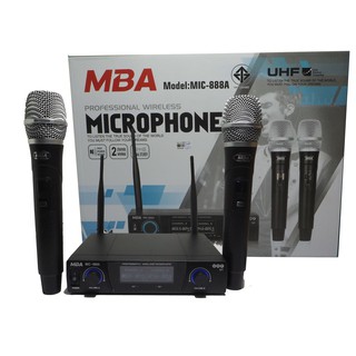 ไมโครโฟน MBA ไมค์โครโฟนไร้สาย ไมค์ลอยคู่ UHF Wireless Microphone รุ่น MIC-888A U1