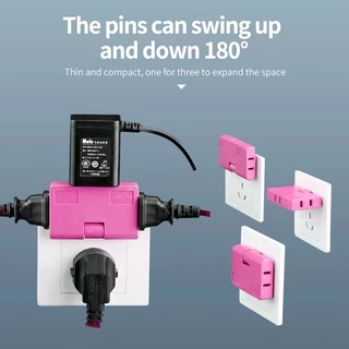180° ตัวแปลงซ็อกเก็ตหมุนได้ American Standard, เครื่องขยายรางปลั๊กไฟ 2500W/10A สําหรับช่องแคบ - ABS สีขาว/ชมพู/น้ําเงิน (1PC)