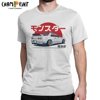 เสื้อยืดคอกลม แขนสั้น ผ้าฝ้ายแท้ พิมพ์ลาย Monster Skyline R32 GTR Jdm สไตล์ญี่ปุ่น พลัสไซซ์ สําหรับผู้ชายS-5XL