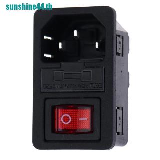 【sunshine44】ซ็อกเก็ตไฟฟ้า พร้อมสวิตช์ฟิวส์ 10A 250V 3 Pin IEC320 C14