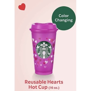 Starbucks แก้วเปลี่ยนสี Reusable Hearts Hot Cup 16oz.