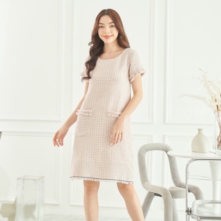 NEW!! เดรสให้นม Charlotte Tweed Dress: Strawberry Mousse