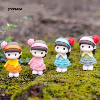 Greensea_ ตุ๊กตาเด็กผู้หญิงน่ารัก ขนาดเล็ก สําหรับตกแต่งสวนบอนไซ DIY 2 ชิ้น