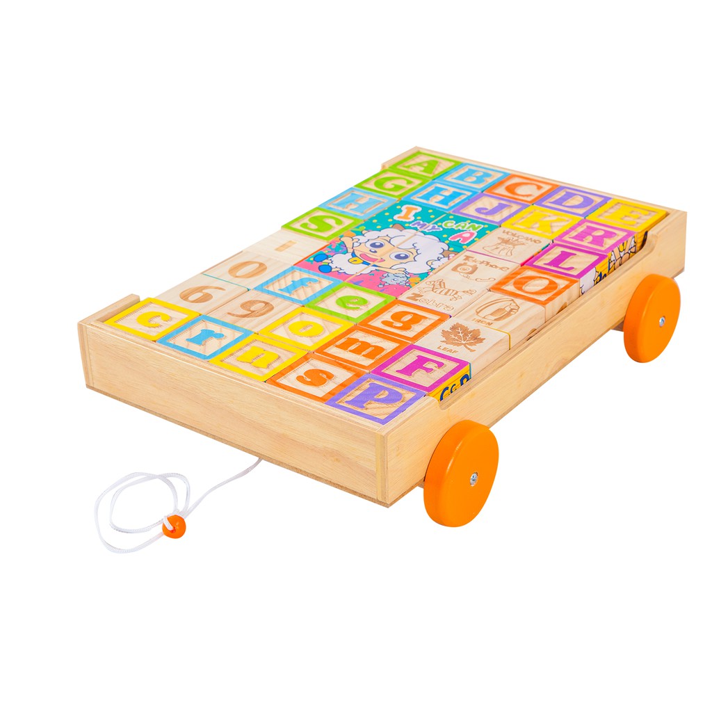 1060 รถลากบล็อก AB (ใหญ่) , ของเล่นไม้, ของเล่นเสริมพัฒนาการ, ของเล่นเด็กอนุบาล, สื่อการสอนเด็กอนุบาล