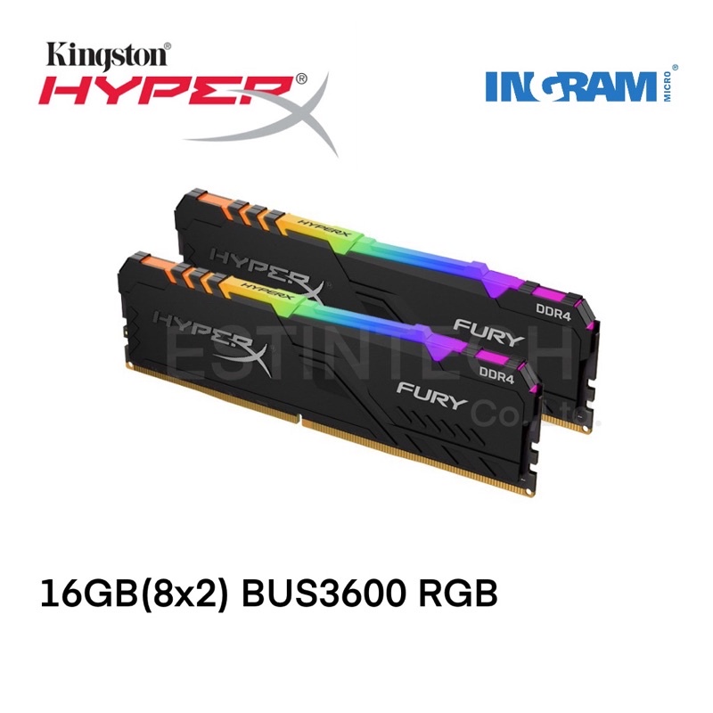 RAM (แรม) DDR4 BUS3600 16GB (8GBX2) Kingston HyperX FURY RGB ของใหม่