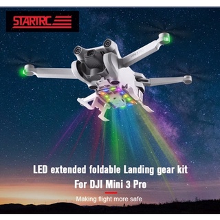 STARTRC DJI Mini 3 Pro LED Landing Gear Foldable Extended Landing Skid Mini 3 PRO Lens Anti-drop Protective Accessories