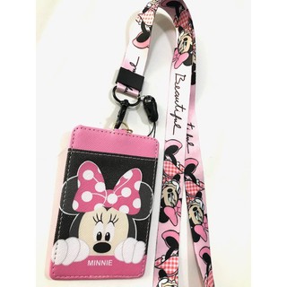 สายคล้องคอ สายคล้องบัตร ที่ใส่บัตร ซองใส่บัตร ที่ใส่บัตร พร้อมสายคล้องคอ ลาย   Minnie mouse    pink    มินนี่  ขมพู  big