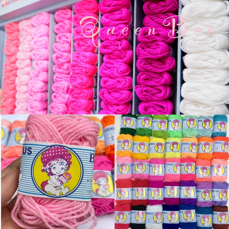 ไหมพรมวีนัส ไหมเบบี้ วีนัส ไหมปักแผ่นเฟรม สีเยอะสุด ถูกสุด คละสี ยาว 30 หลา