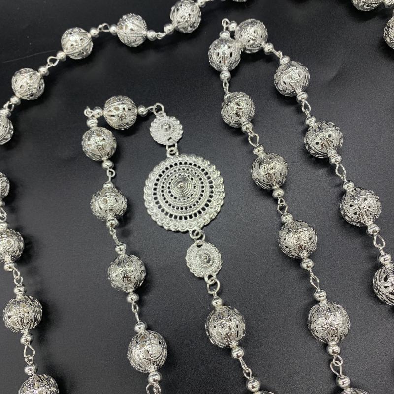 Body jewellery สร้อย สังวาลย์ สีเงิน ชุดไทย ประดับ ลูกปัด สร้อยคอแฟชั่น ผู้ใหญ่