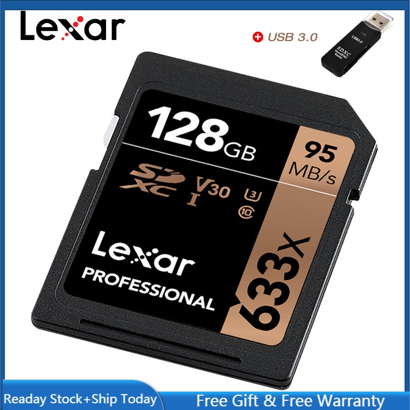 ΘLexar 633x 64GB U3 SDXC 128GB 256GB 512GB U3 SD Card SDXC Professional ...