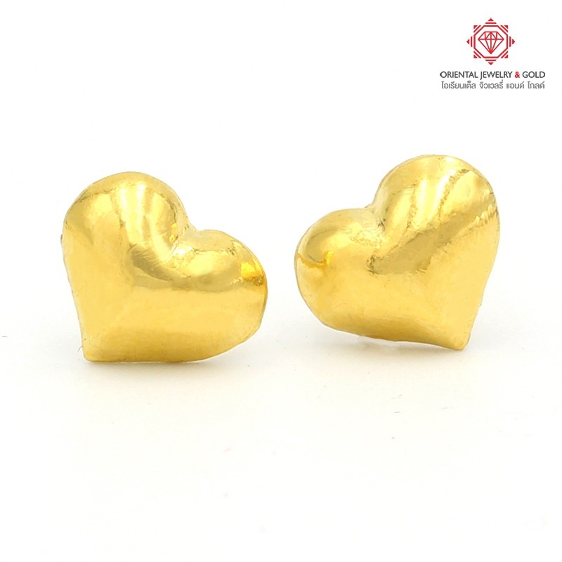 [ถูกที่สุด] OJ GOLD ต่างหูทองแท้ นน. 1 กรัม 96.5% หัวใจ ขายได้ จำนำได้ มีใบรับประกัน ต่างหูทอง ต่างหูทองคำแท้