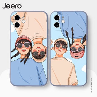 Jeero เคสคู่ เคสไอโฟน คู่รัก ขอบเหลี่ยมกันกระแทกซิลิโคนนุ่มการ์ตูนน่ารักตลก เคสโทรศัพท์ Compatible for iPhone 15 14 13 12 11 Pro Max SE 2020 X XR XS 8 7 ip 6S 6 Plus HFE1259