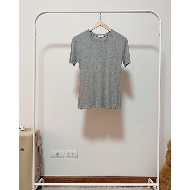 เสื้อยืดผ้าร่องนิ่มสีเทา ป้าย A21 Shop