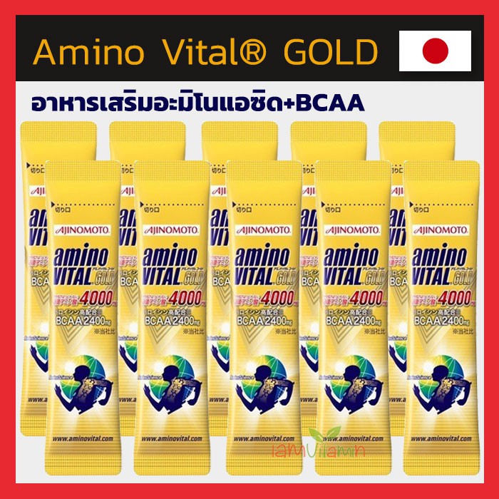 [ 10ซอง ] Ajinomoto Amino Vital GOLD Amino acid 4000 mg อาหารเสริม อะมิโนแอซิด + BCAA ซ่อมแซมและฟื้น