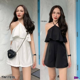 MM17819 Jumpsuit จั้มสูทขาสั้น ผูกโบว์คอหลัง jumpsuit short jumpsuit Tie a bow at the back of the neck..