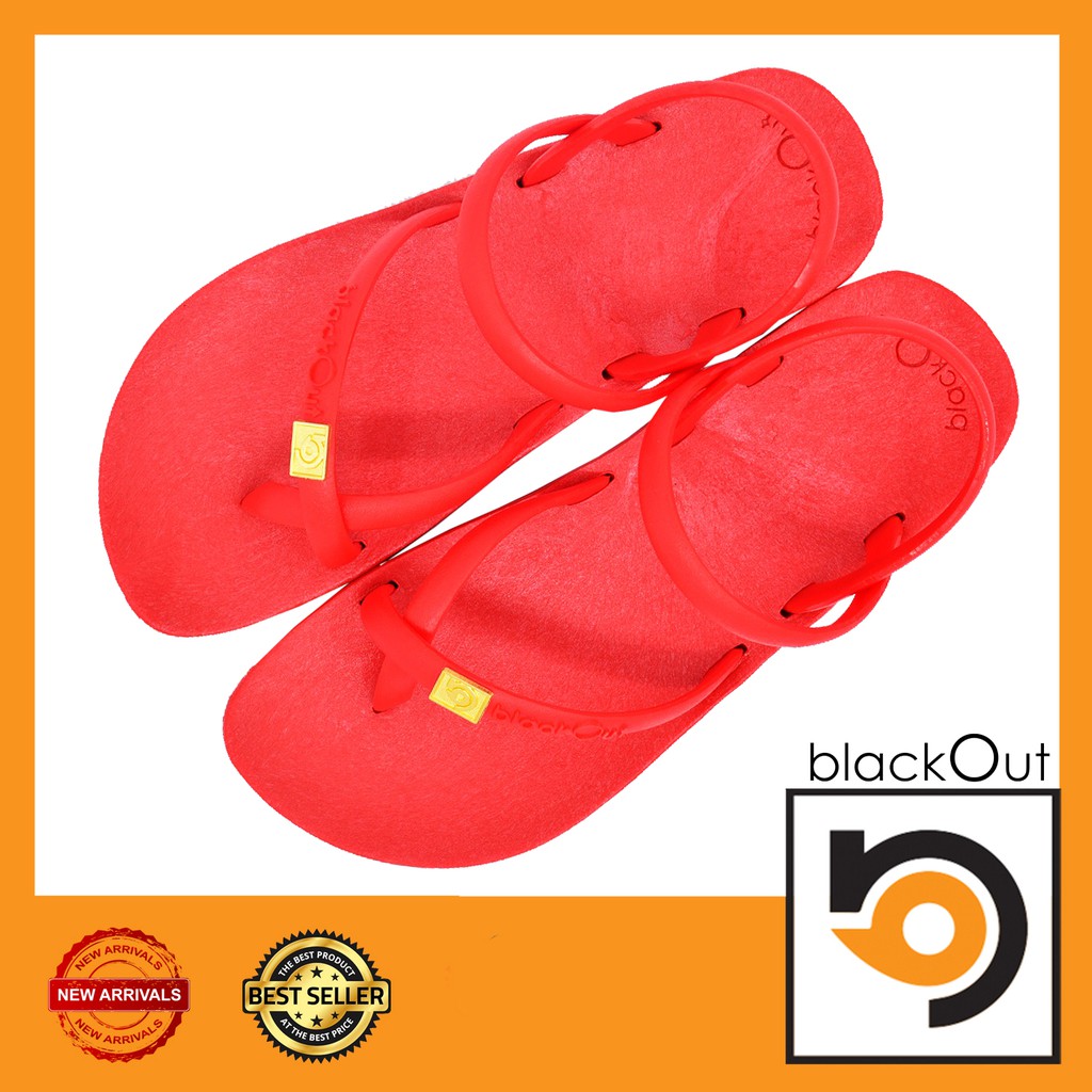🔰 BlackOut Toeloopslingback 🔰 รองเท้าแตะ คีบโป้งรัดส้น กันลื่น เบาสบาย พื้นแดง(หูแดง)