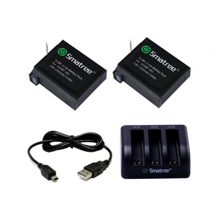 Smatree-3 Channel Charger+2xBatterries for GoPro Hero 4