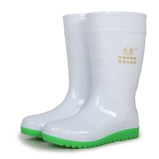 Rain boots รองเท้ากันฝนกันน้ำและน้ำมันรองเท้ากันน้ำสีขาวรองเท้ากันน้ำในท่อรองเท้ากันฝนแบบสวมกันลื่นรองเท้าน้ำ