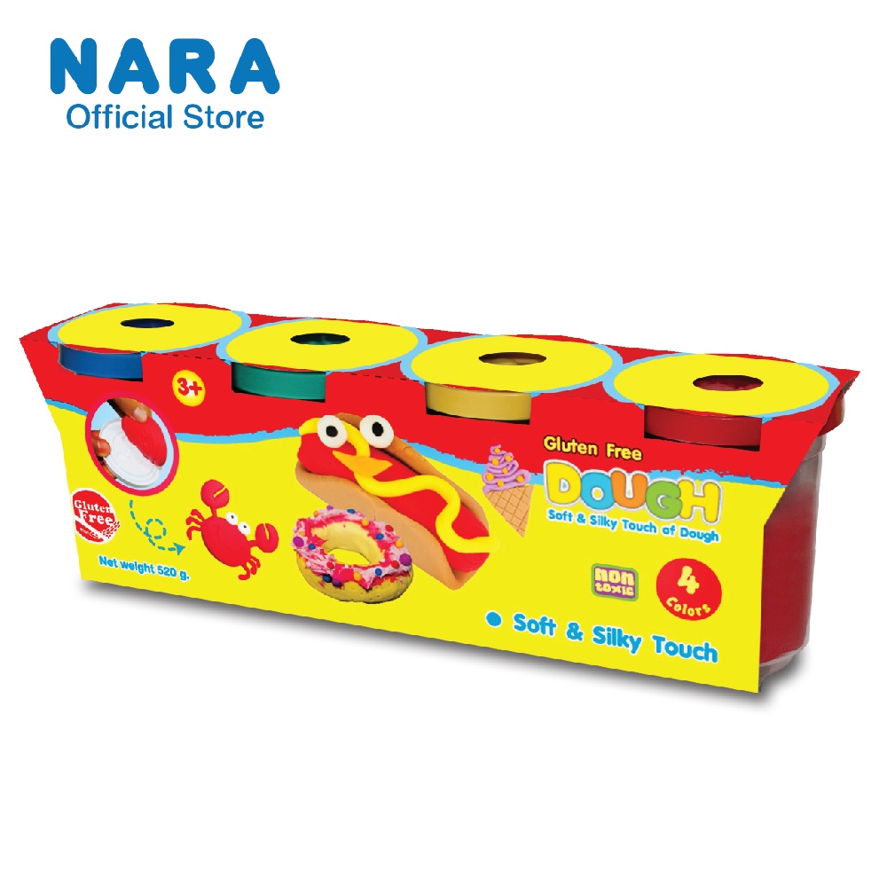 NARA Dough แป้งโดว์ไร้สารกลูเต็น ขนาด 520 กรัม 4 กระปุก 4 สี เเละ 500 กรัม 5 กระปุก 5 สี