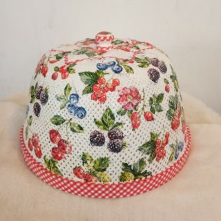 ฝาชีเดคูพาจ Pun-Pun Crafts Decoupage Handmade ฝาชีไม้ไผ่สาน ขนาด 12 นิ้ว Mix berry summer