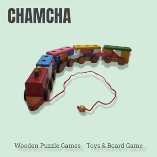 รถไฟมหาสนุกสีรุ้ง (The Train Puzzle full color) ของเล่นเสริมสร้างทักษะ และพัฒนาการ -Wooden Toy -Toys -Puzzle Toy -Puzzle