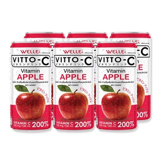 วิตโตะ ซี เครื่องดื่มวิตามิน รสแอปเปิ้ล 180 มล. x 6 กระป๋อง Vitto-c Vitamin Drink Apple 180 ml x 6 pcs