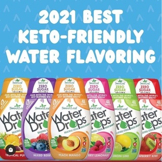 Water Drops™ น้ำตาลหญ้าหวาน Stevia กลิ่นผลไม้ แบบหยด แบบพกพา 48ml - Keto Friendly