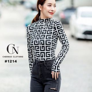 เสื้อแขนยาว คอเต่า พิมพ์ลาย สวยฮอตฮิตมากๆค่ะ no1214 Chernas