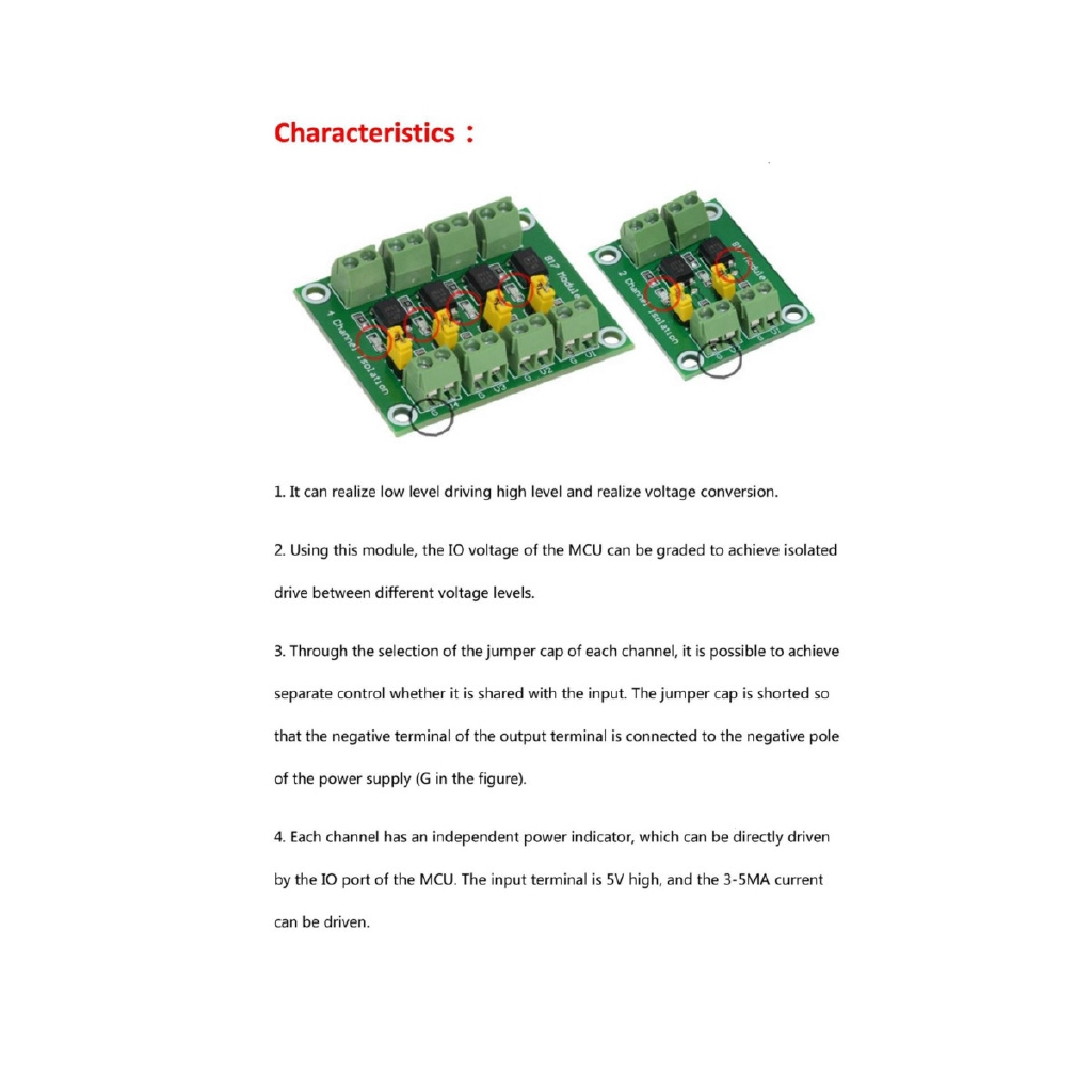 pc 817 3 . 6-30 v 2 channel แผ่นบอร์ดโมดูลแปลงแรงดันไฟฟ้า PC817 3.6-30V 2 Channel Optocoupler Isolation Board - รูปที่ 5