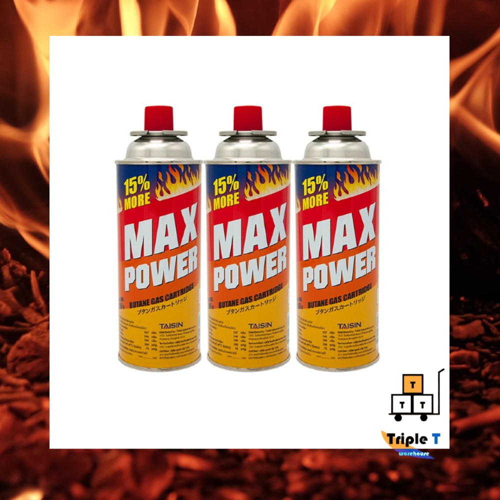 MAX POWER แก๊สกระป๋องแม็กซ์พาวเวอร์ ระบบป้องกันแก๊สระเบิด CRV แพ็ค 3 กระป๋อง