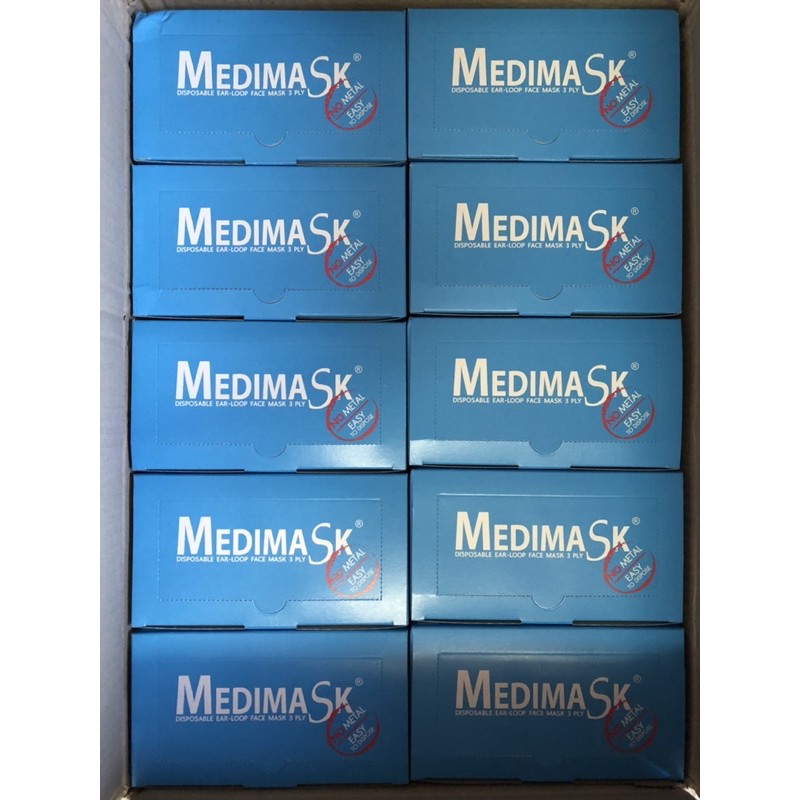 หน้ากากอนามัย Medimask เกรดทางการแพทย์ กัน PM2.5 สีฟ้า (ยกลัง)