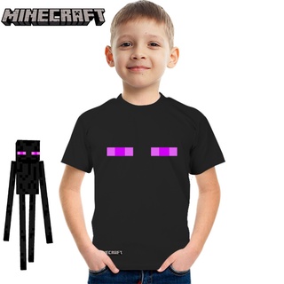 เสื้อยืด พิมพ์ลายตัวอักษร Minecraft Enderman สําหรับเด็กทุกเพศ