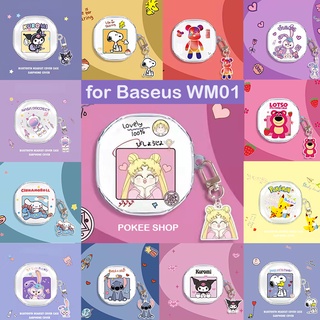 🎀 Baseus Wm01 case 🎀เคสหูฟังบลูทูธ Tpu ลายการ์ตูนน่ารักพร้อมจี้