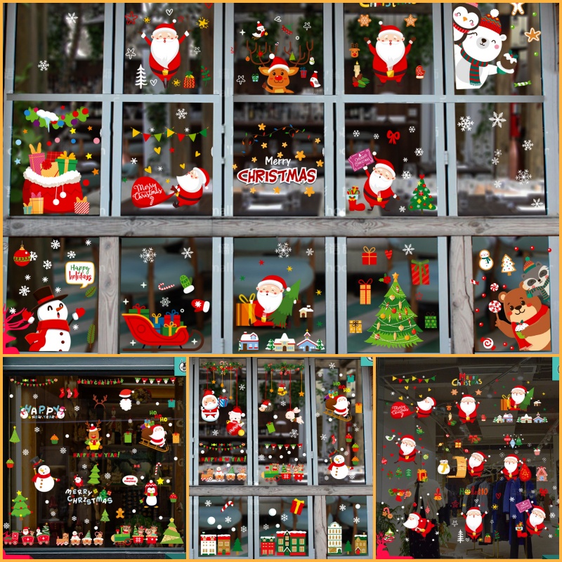 สติ๊กเกอร์สูญญากาศติดกระจก (แบบไม่มีกาว) เทศกาลChristmas ปีใหม่2025 ตกแต่งร้าน ส่งด่วนจากกทม.