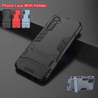 เคสโทรศัพท์ เกราะแข็ง กันกระแทก PC  ขอบนิ่ม พร้อมที่วางขาตั้ง สำหรับ Realme X 8 7 6 X7 Pro C15 C12 C11 X50 X3 X2 Pro X7Pro 8Pro 7Pro 6Pro RealmeX7 Realme7 Realme8