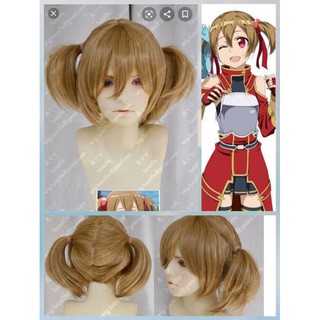 silica sao​ wig วิกสั้นสีน้ำตาลมัดทวินเทล(พร้อมส่ง)​