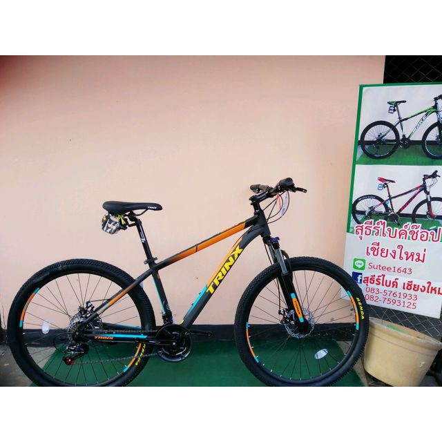 รถจักรยานเสือภูเขาTRINX รุ่น m136eสีดำด้่นส้มวงล้อ27.5รถสวยปี2019