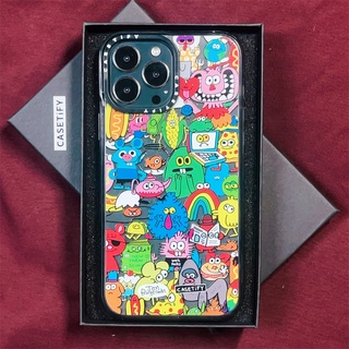 Casetify X Jon Burgerman เคสโทรศัพท์มือถืออะคริลิค TPU ใส ขอบสีดํา พร้อมกล่อง สําหรับ Apple IPhone 11 12 13 Pro Max