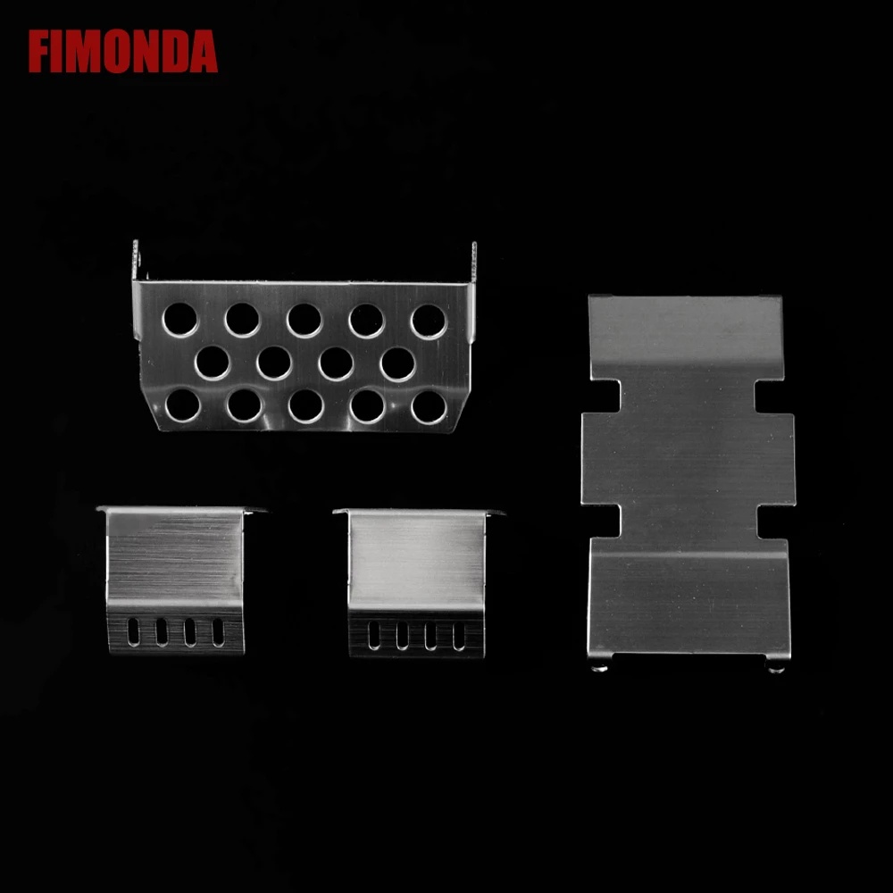 4pcs SCX10 แชสซีเกราะเพลาสแตนเลสแผ่นป้องกันสําหรับ 1/10 RC รถ Axial SCX10 II 90046 โลหะอะไหล่อัพเกรด