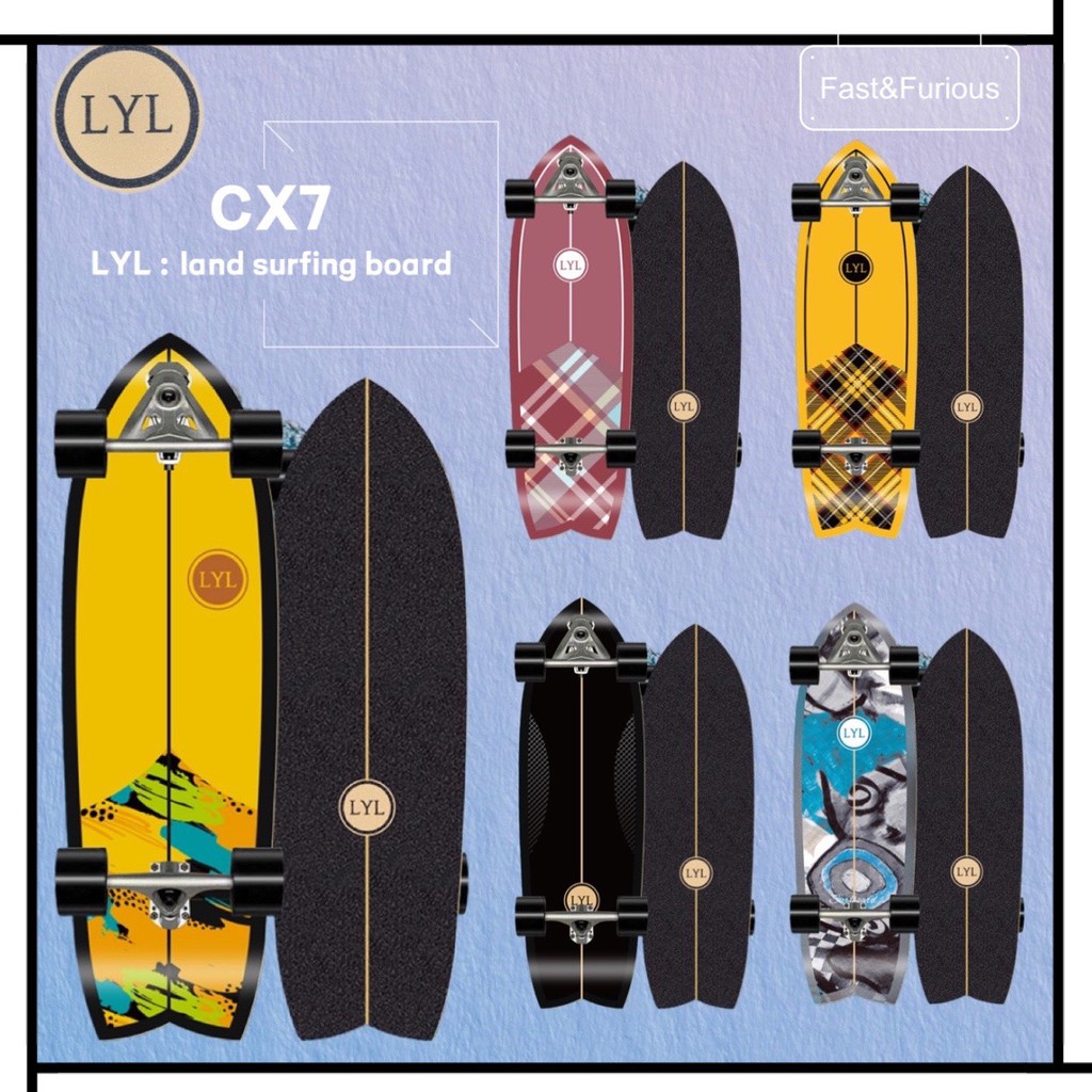พร้อมส่ง! เซิร์ฟสเก็ต surfskate CX7 ขนาด30.5นิ้ว เซิร์ฟสเก็ตรุ่นใหม่ พร้อมส่งจากไทย LYL surfskate เซิร์ฟสเก็ต สเก็ตบอร์ด