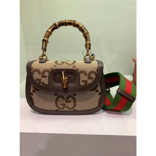 ▬▤Gucci new GG slub leather + canvas shoulder strap saddle bag 675797 สหรัฐอเมริกา ซื้อ 1.20 ss