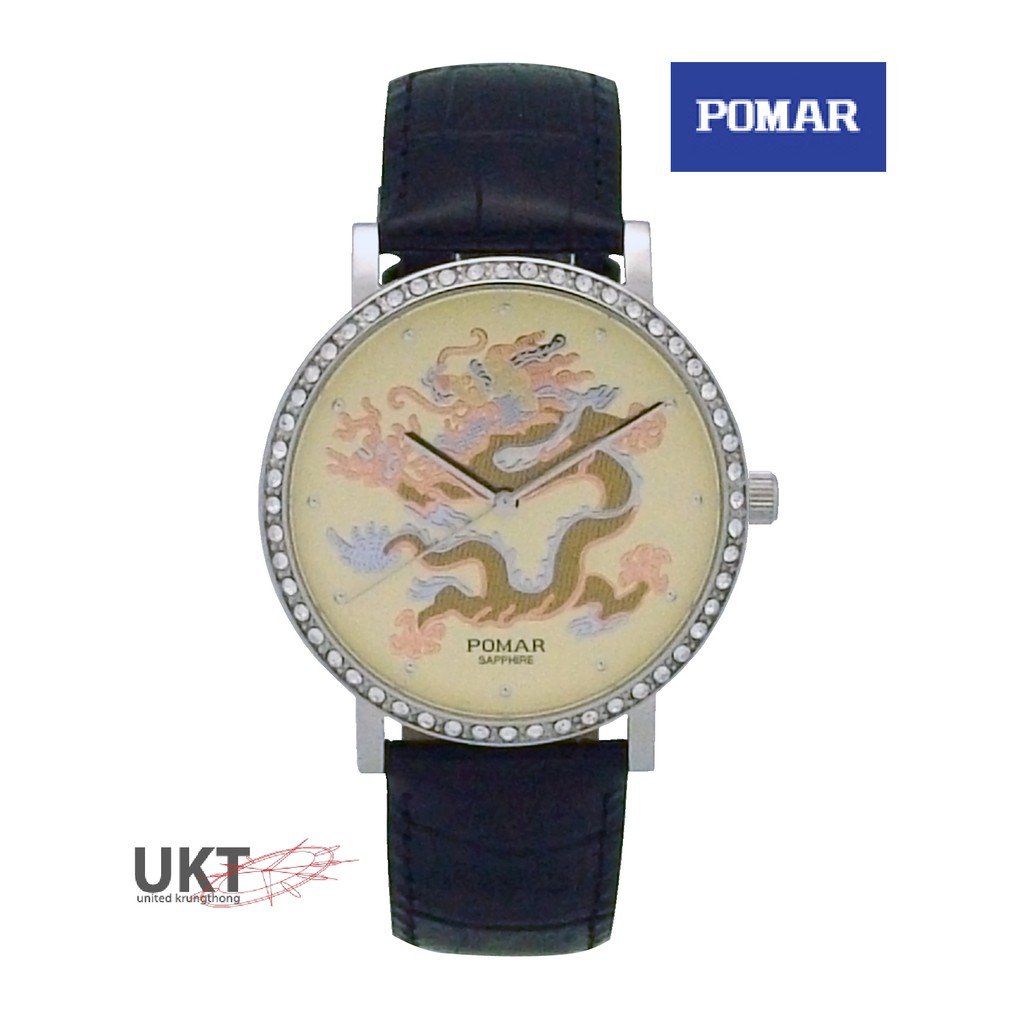 POMAR PM73488SS0120 นาฬิกาข้อมือสำหรับผู้ชาย หน้าทองสายหนัง