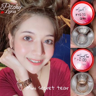 1 คู่ บิ้กอายตาโต สีเทาลายHot tiktok สายฝอ ละมุล รุ่น Mini Secret Tear Gray by Pitchylens ขนาด 14.5 ค่าสายตาปกติ